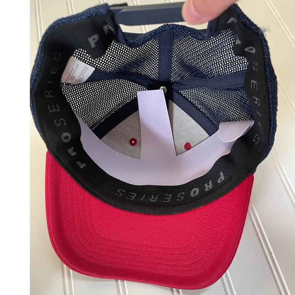 NEW PGA Tour Mesh Back Snap Back Hat Cap Golf Adjustable Red Blue‎ - OSFM